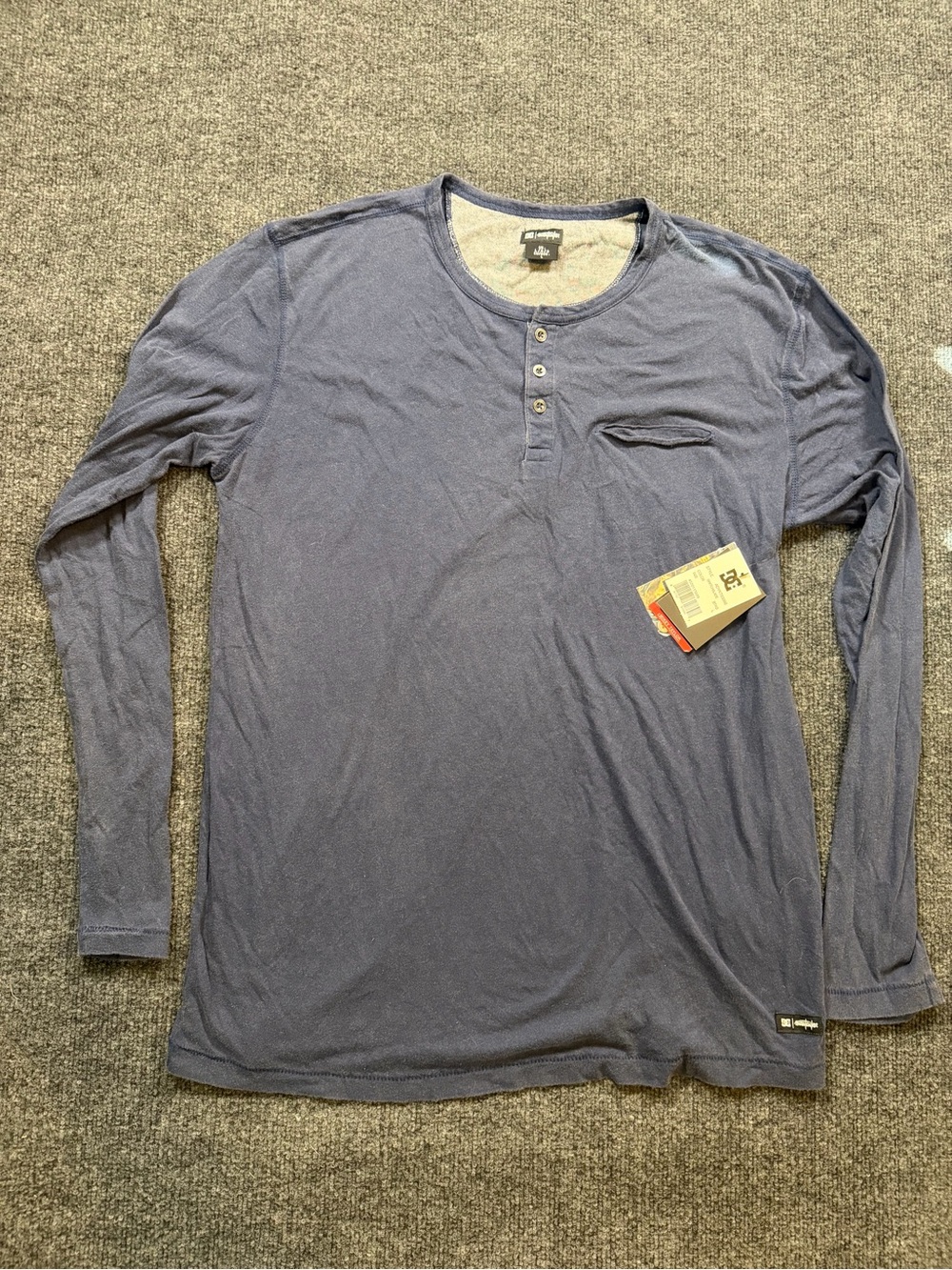 DC Men's Long Sleeve Henley Shirt - Blue